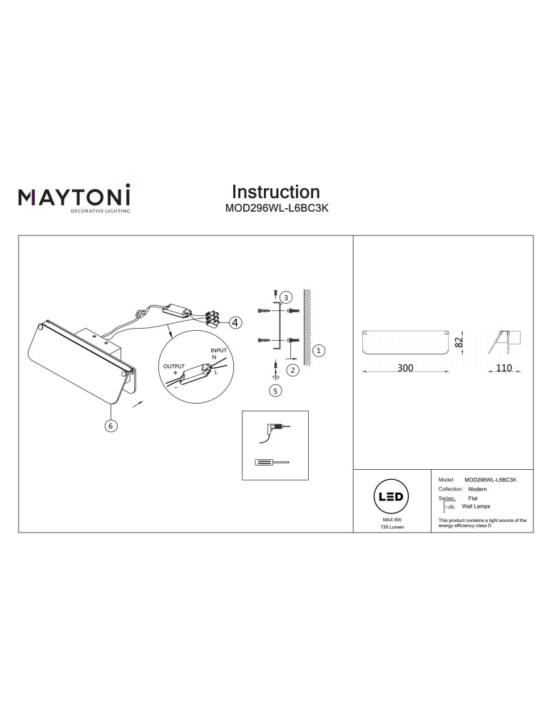 Maytoni Flat Lampa ścienna LED 730lm 3000K Czarny MOD296WL-L6BC3K Maytoni Flat Lampa ścienna LED 730lm 3000K Czarny MOD296WL-L6BC3K
