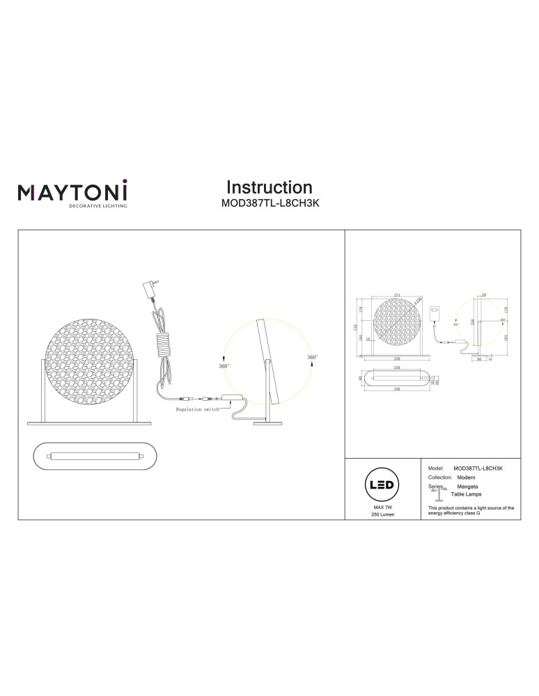 Maytoni Mangata Lampa stołowa LED 250lm 3000K Chrom MOD387TL-L8CH3K Maytoni Mangata Lampa stołowa LED 250lm 3000K Chrom MOD387TL-L8CH3K