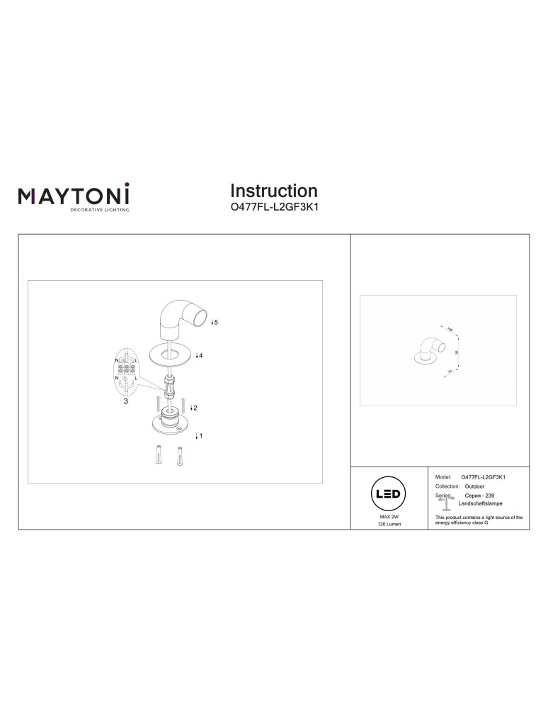 Maytoni Sleek Zewnętrzna Stojąca Słupek Ogrodowy Niski LED 150lm 3000K Grafit O477FL-L2GF3K1 Maytoni Sleek Zewnętrzna Stojąca Słupek Ogrodowy Niski LED 150lm 3000K Grafit O477FL-L2GF3K1