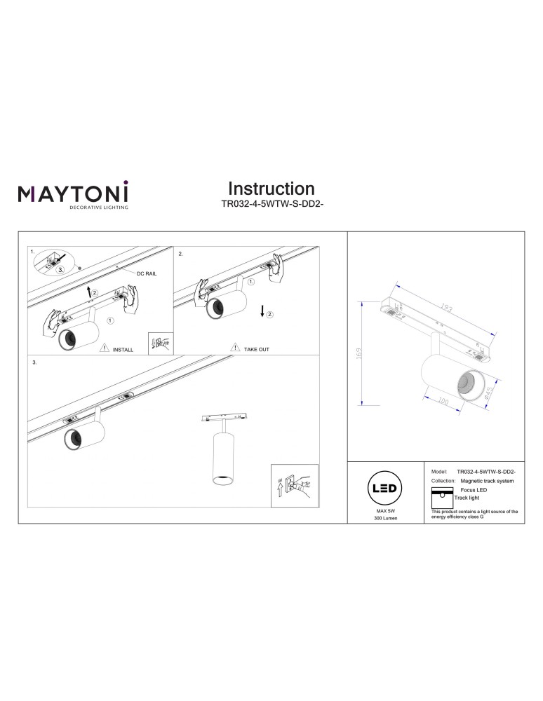 Maytoni Focus LED Reflektor do Szyny Exility LED 300lm 2700K-6000K Czarny TR032-4-5WTW-S-DD2-W Maytoni Focus LED Reflektor do Szyny Exility LED 300lm 2700K-6000K Czarny TR032-4-5WTW-S-DD2-W