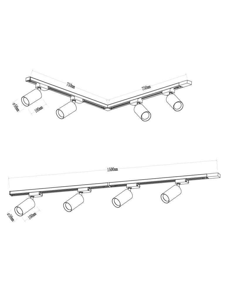 Milagro Zestaw Pipe Track Biały 4xGU10 1,5m ML1166