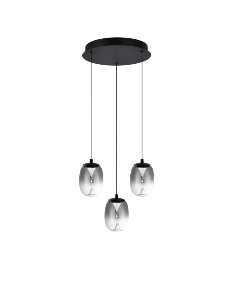 Azzardo PAMELA 11 ROUND 3 SMOKY Dymiony/Czarny 3xLED LED wisząca AZ6268