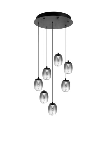 Azzardo PAMELA 11 ROUND 7 SMOKY Dymiony/Czarny 7xLED LED wisząca AZ6270