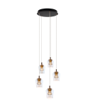 Lampy wiszące 5 punktowe - YASKR Lampa Wisząca Tasa Round 5xLED czarna PL0144-5  Czarny - product 1