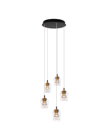 YASKR Lampa Wisząca Tasa Round 5xLED czarna PL0144-5  Czarny
