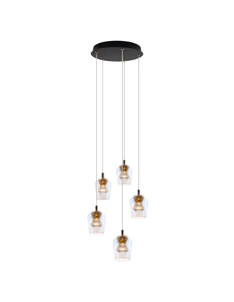 YASKR Lampa Wisząca Tasa Round 5xLED czarna PL0144-5  Czarny