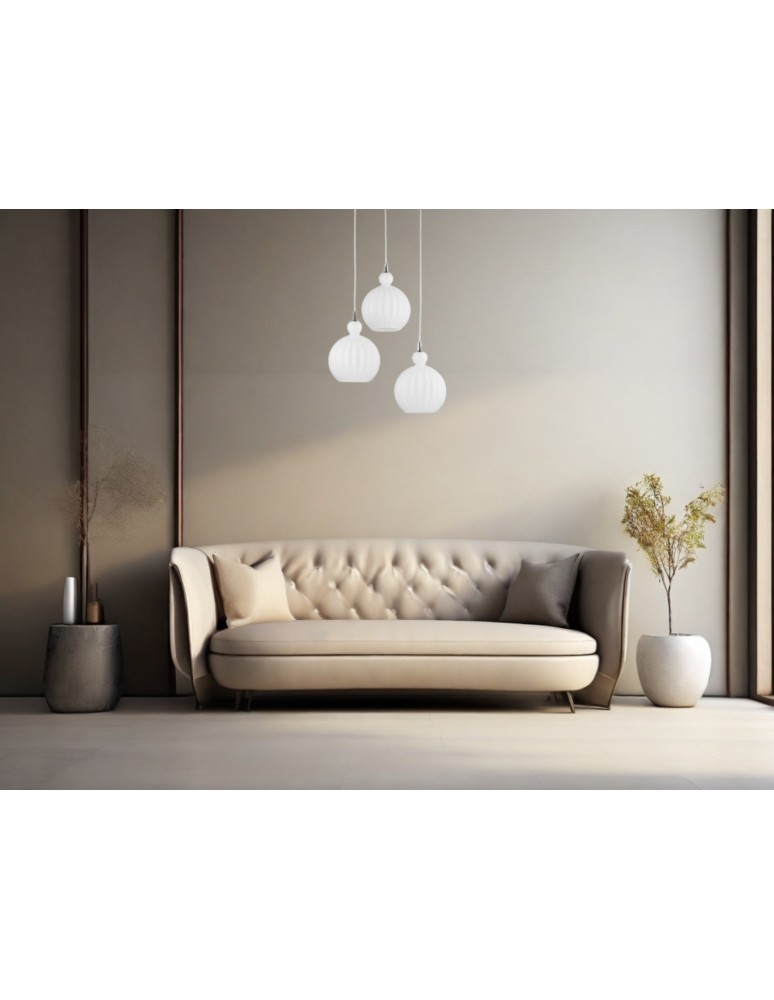 Lampy wiszące - Luces Exclusivas AVILES Wisząca 3xE27 LED opal/chrom LE41886 - produkt kolory-swiatla.pl 3