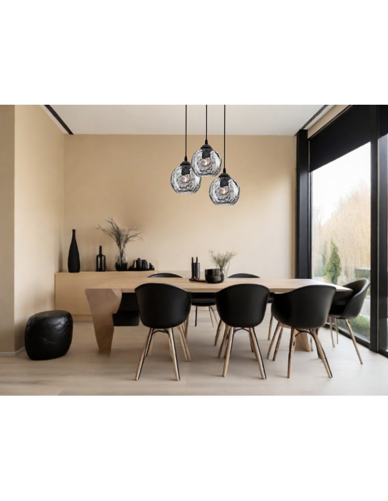 Lampy wiszące potrójne - Luces Exclusivas COLINA Wisząca 3xE27 LED czarny/dymiony LE41972 - produkt kolory-swiatla.pl 3