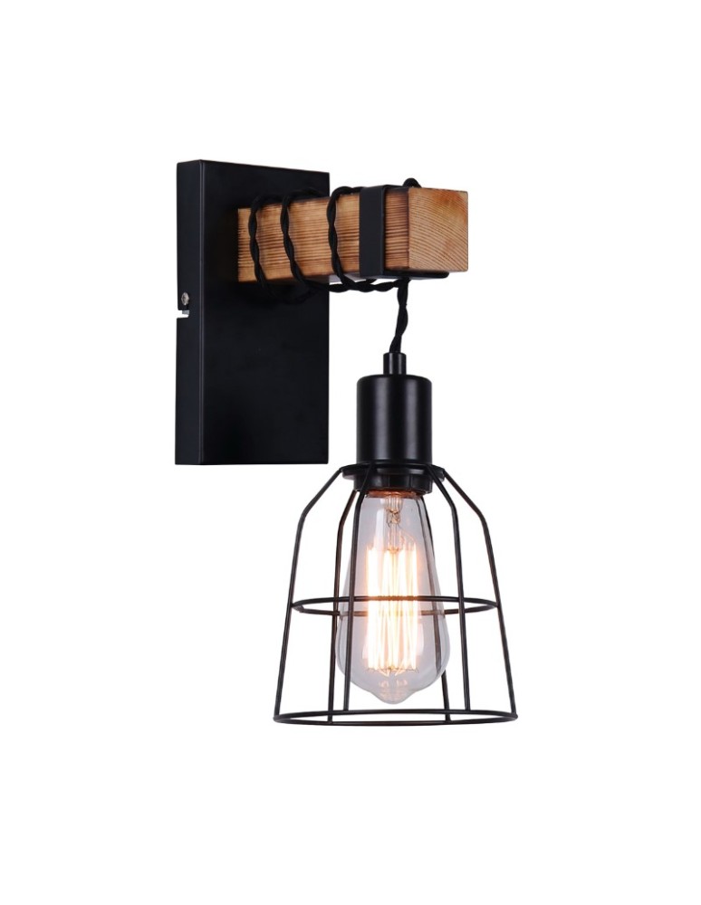 Kinkiety loftowe - industrialne - ITALUX PONTE Kinkiet Czarny 1xE27 WL-4290-1-L - produkt kolory-swiatla.pl 1