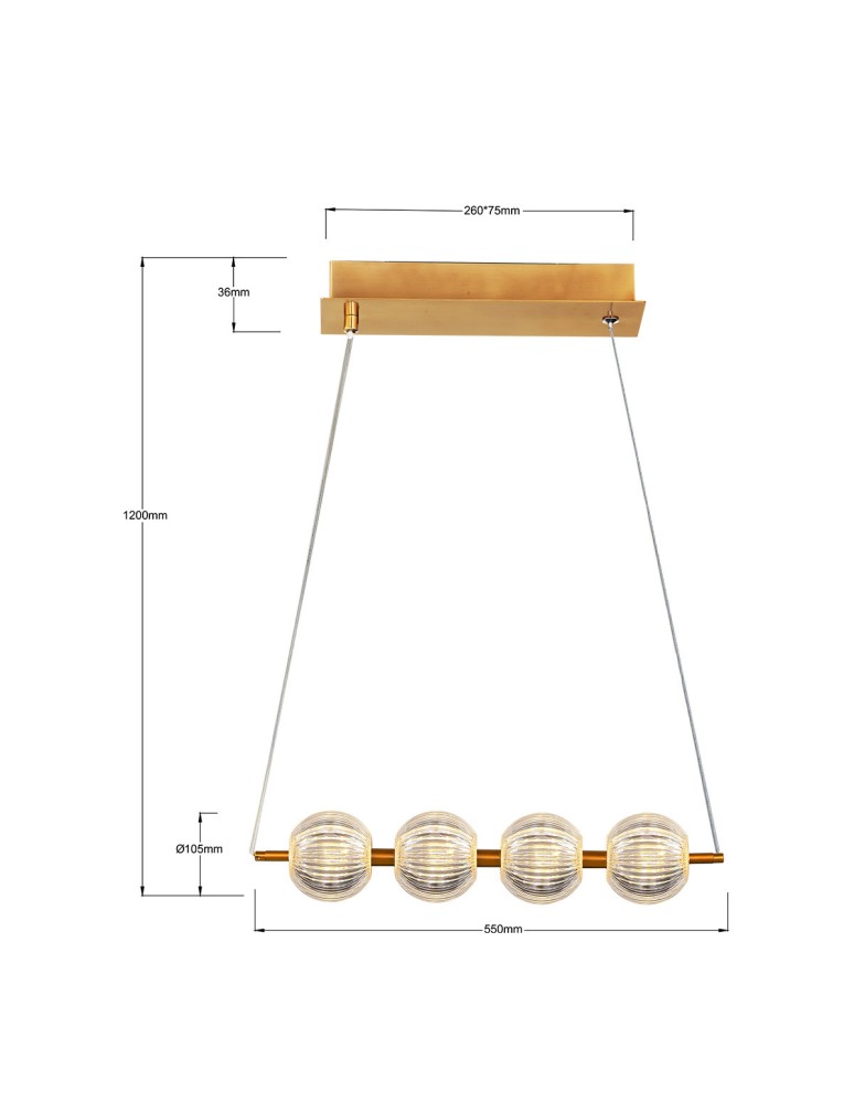 Light Prestige Lampa wisząca Brillant 4 złota LED CCT LP-3303/4L GD