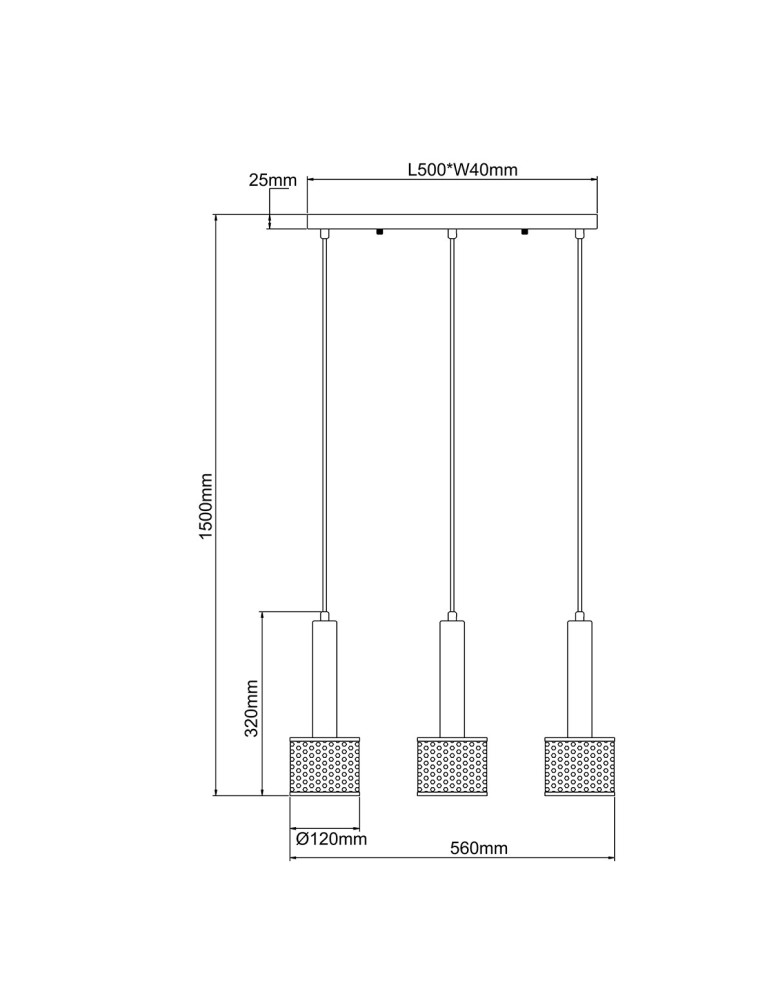 Light Prestige Lampa wisząca Amo czarna 3xE27 LP-0702/3L BK Light Prestige Lampa wisząca Amo czarna 3xE27 LP-0702/3L BK