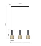 Light Prestige Lampa wisząca Amo czarno-złota 3xE27 LP-0702/3L GD Light Prestige Lampa wisząca Amo czarno-złota 3xE27 LP-0702/3L GD