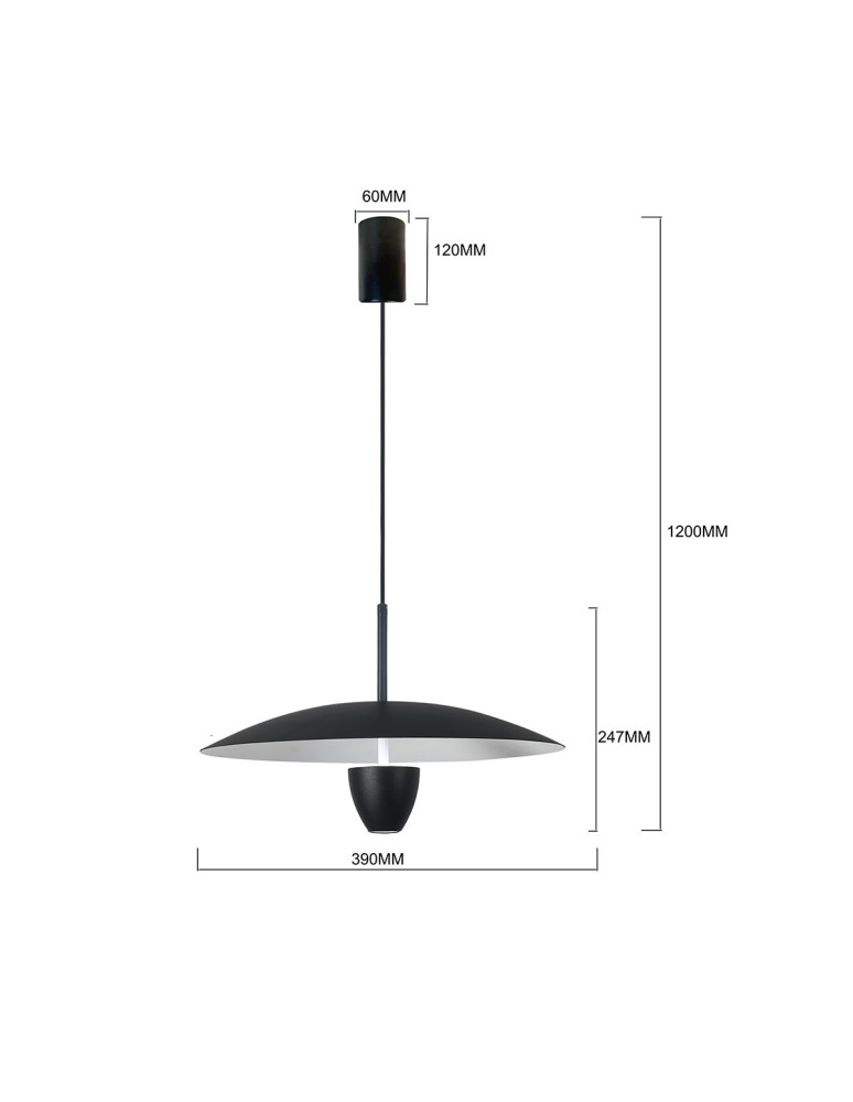 Light Prestige Lampa wisząca Ufo M czarna LED CCT LP-0408/1P M BK Light Prestige Lampa wisząca Ufo M czarna LED CCT LP-0408/1P M BK