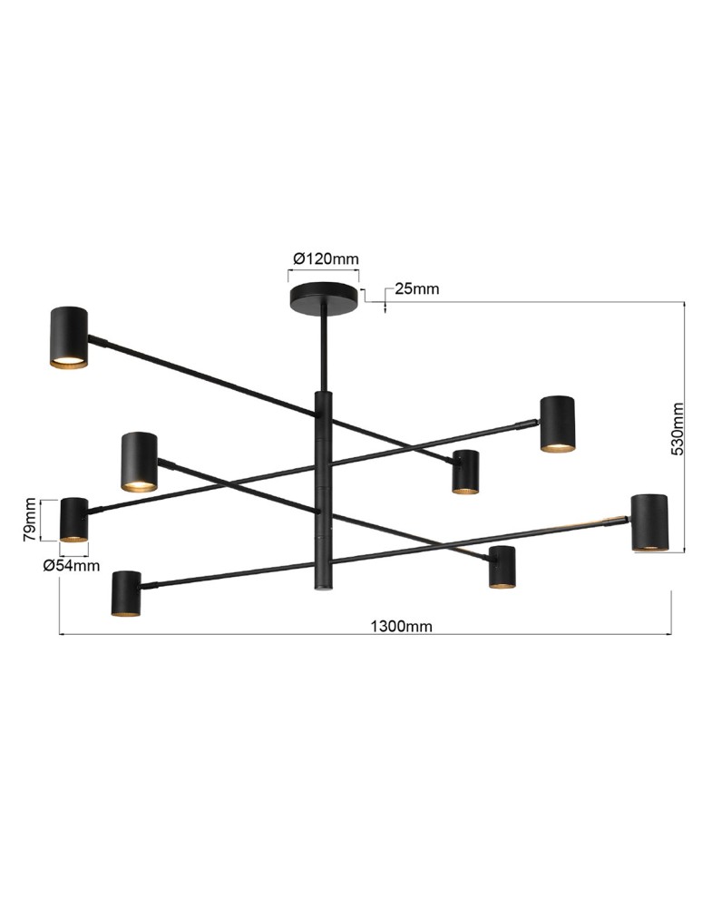 Light Prestige Lampa wisząca Snow 8 czarna 8xGU10 LP-731/8P BK Light Prestige Lampa wisząca Snow 8 czarna 8xGU10 LP-731/8P BK