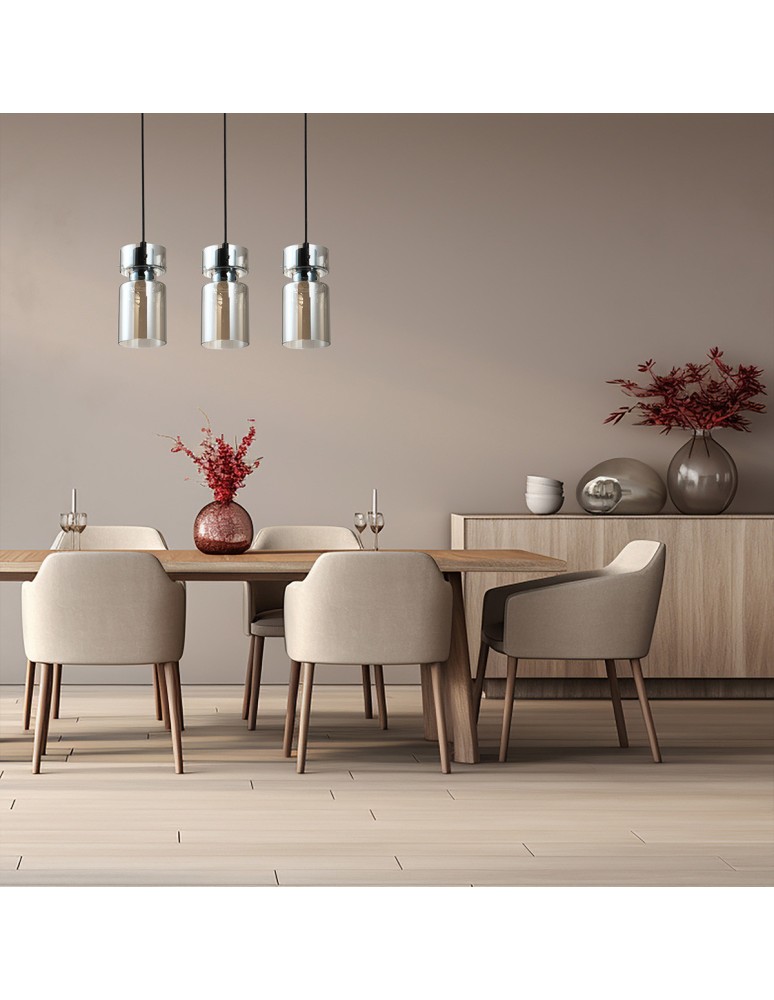 Light Prestige Potrójna lampa wisząca Nivio dymna 3xE27 LP-2811/3L AM Light Prestige Potrójna lampa wisząca Nivio dymna 3xE27 LP-2811/3L AM