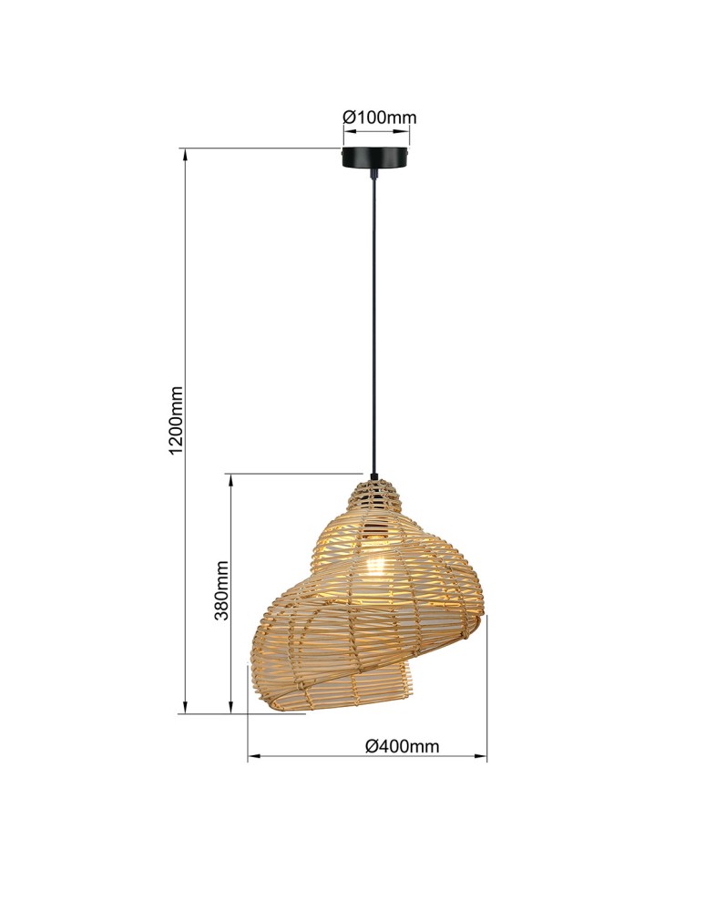 Light Prestige Ratanowa lampa wisząca Shella 40 cm jasne drewno 1xE27 LP-1806/1P 40cm Light Prestige Ratanowa lampa wisząca Shella 40 cm jasne drewno 1xE27 LP-1806/1P 40cm