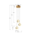 Light Prestige Lampa wisząca Brillant 3 złota LED CCT LP-3303/3P GD Light Prestige Lampa wisząca Brillant 3 złota LED CCT LP-3303/3P GD
