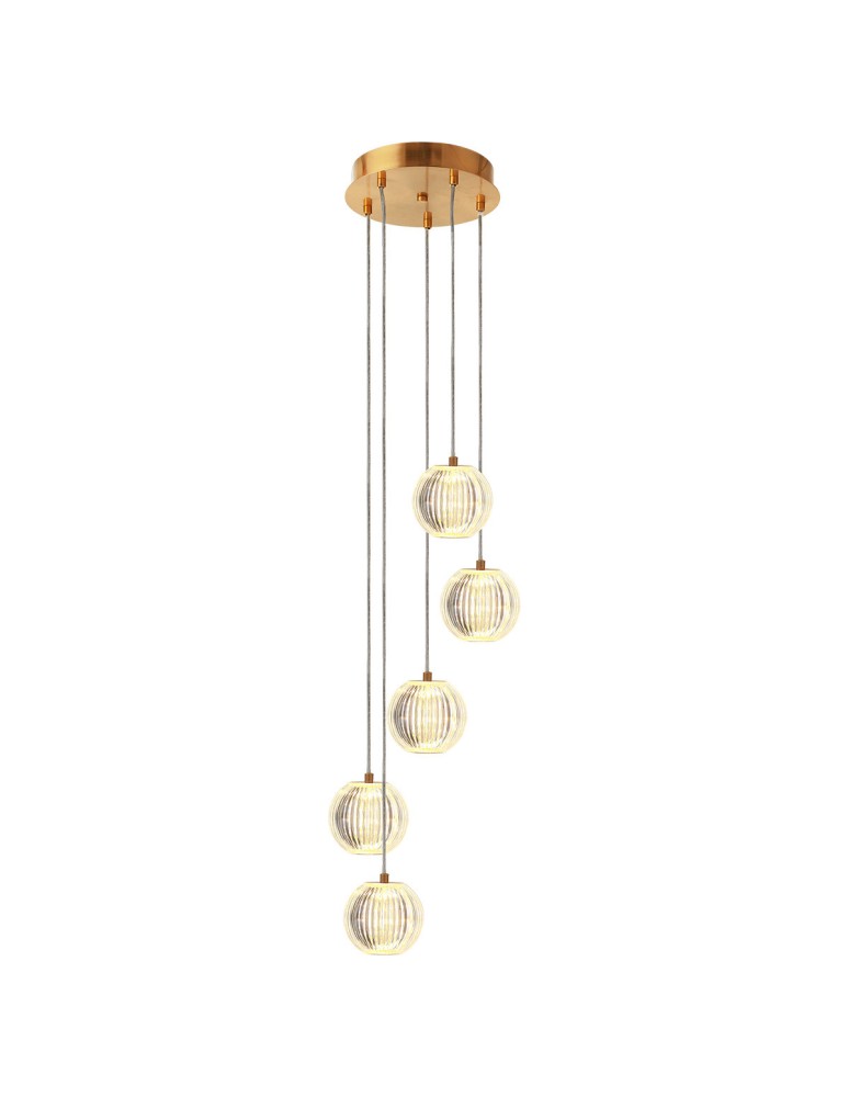 Light Prestige Lampa wisząca Brillant 5 złota LED CCT LP-3303/5P GD Light Prestige Lampa wisząca Brillant 5 złota LED CCT LP-3303/5P GD