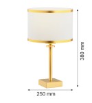 Lampy stołowe z abażurem - Argon ABBANO lampa stołowa 1 pł. 1x15W (max) śmietankowy ze złotym paskiem mosiądz szczotkowany 8029 - product 5