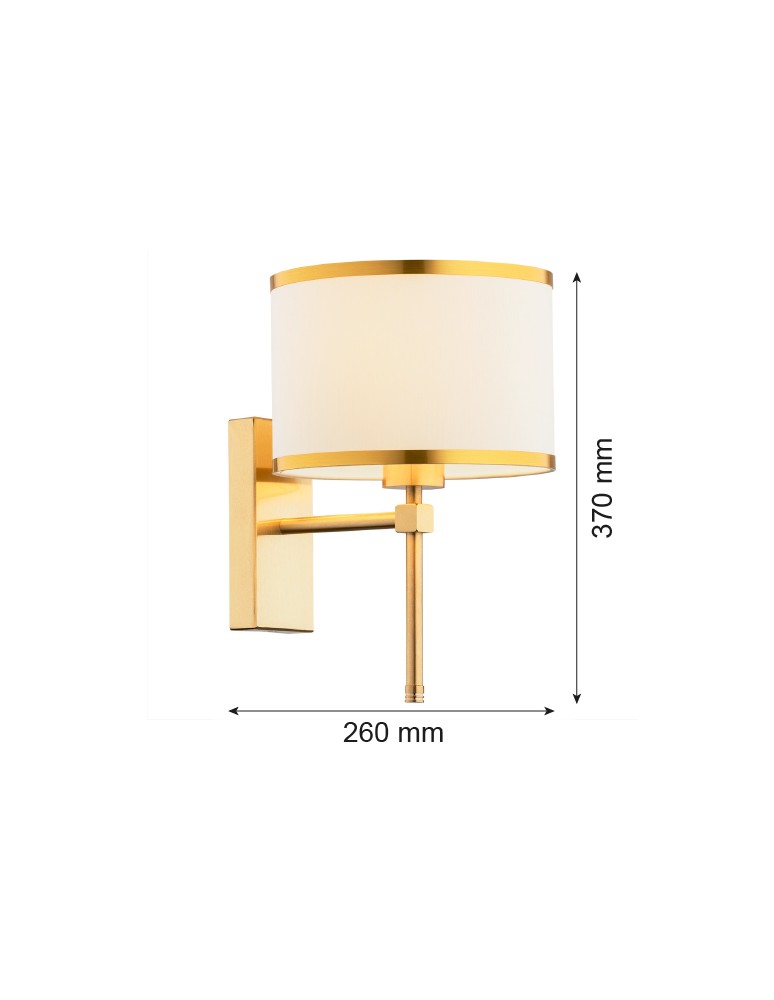 Argon ABBANO kinkiet 1 pł. 1x15W (max) śmietankowy ze złotym paskiem mosiądz szczotkowany 8033 Argon ABBANO kinkiet 1 pł. 1x15W (max) śmietankowy ze złotym paskiem mosiądz szczotkowany 8033