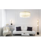 Lampy wiszące w stylu Hampton - Argon ABBANO żyrandol 5 pł. 5x7W (max) śmietankowy ze złotym paskiem mosiądz szczotkowany 2127 - product 2