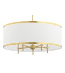 Lampy wiszące w stylu Hampton - Argon ABBANO żyrandol 5 pł. 5x7W (max) śmietankowy ze złotym paskiem mosiądz szczotkowany 2127 - product 4