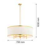 Lampy wiszące w stylu Hampton - Argon ABBANO żyrandol 5 pł. 5x7W (max) śmietankowy ze złotym paskiem mosiądz szczotkowany 2127 - product 6