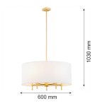 Lampy wiszące w stylu Hampton - Argon ABBANO żyrandol 5 pł. 5x7W (max) biały mosiądz szczotkowany 2132 - product 8