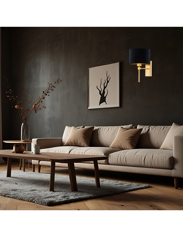 Kinkiety - Argon ABBANO kinkiet 1 pł. 1x15W (max) czarny mosiądz szczotkowany 8050 - product kolory-swiatla.pl 2