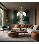 Żyrandole w stylu Hampton - Argon ABRUZZO żyrandol 5 pł. 5x7W (max) biały mosiądz szczotkowany 2134 - product 2