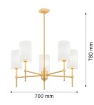Żyrandole w stylu Hampton - Argon ABRUZZO żyrandol 5 pł. 5x7W (max) biały mosiądz szczotkowany 2134 - product 6