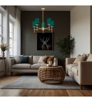 Żyrandole mosiężne - Argon ABRUZZO żyrandol 5 pł. 5x7W (max) zielony mosiądz szczotkowany 2147 - product 3