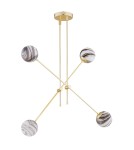 Lampy wiszące kule - Argon ABSOS 1840 lampa wisząca 4 pł. klosze biało-brązowe (marmurek), stelaż mosiądz szkło, stal mosiądzowana - product 2