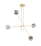 Lampy wiszące kule - Argon ABSOS 1840 lampa wisząca 4 pł. klosze biało-brązowe (marmurek), stelaż mosiądz szkło, stal mosiądzowana - product 3