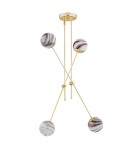 Lampy wiszące kule - Argon ABSOS 1840 lampa wisząca 4 pł. klosze biało-brązowe (marmurek), stelaż mosiądz szkło, stal mosiądzowana - product 4