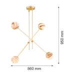 Lampy wiszące kule - Argon ABSOS 1840 lampa wisząca 4 pł. klosze biało-brązowe (marmurek), stelaż mosiądz szkło, stal mosiądzowana - product 11