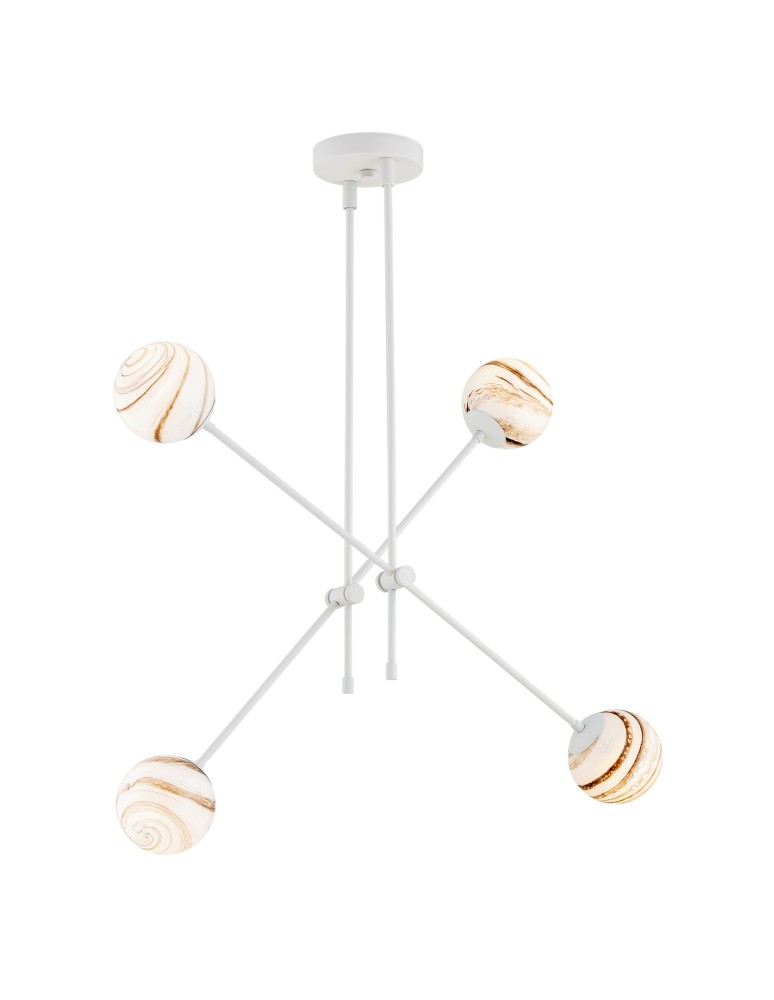 Argon ABSOS 1841 lampa wisząca 4 pł. klosze biało-brązowe (marmurek), stelaż kremowy biały szkło, stal lakierowana Argon ABSOS 1841 lampa wisząca 4 pł. klosze biało-brązowe (marmurek), stelaż kremowy biały szkło, stal lakierowana