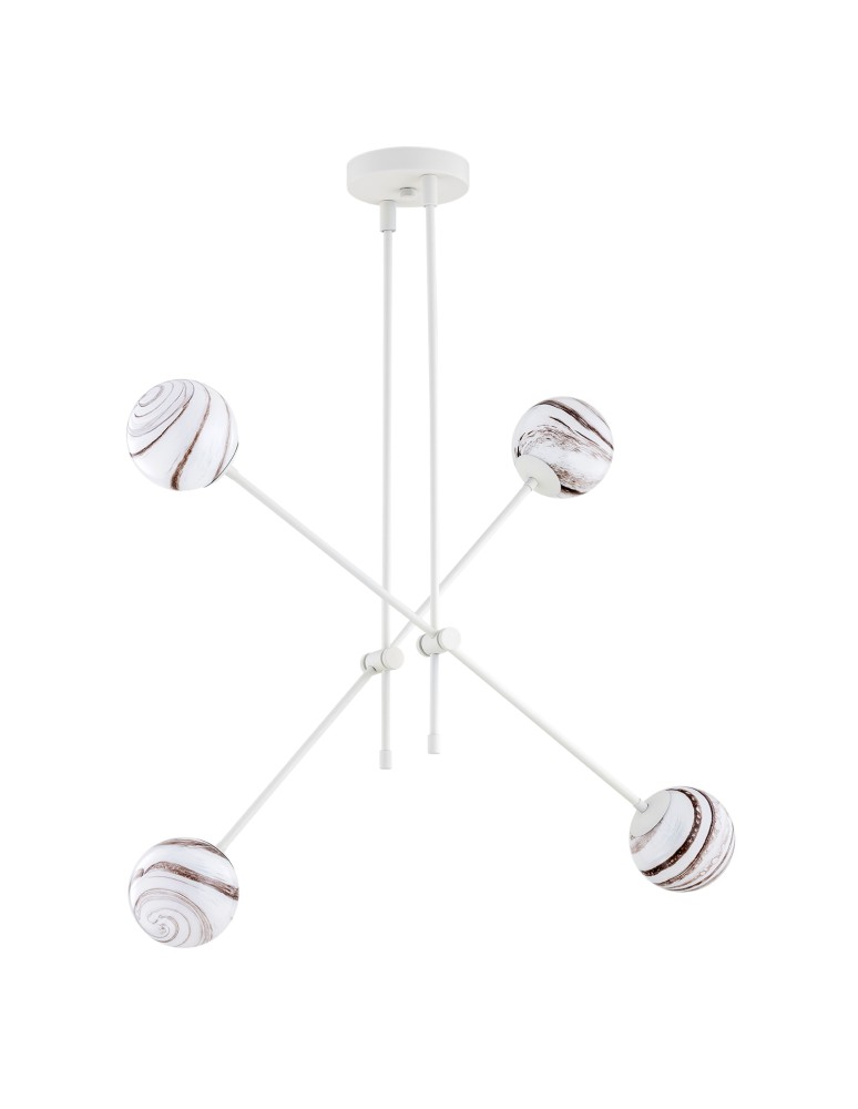 Argon ABSOS 1841 lampa wisząca 4 pł. klosze biało-brązowe (marmurek), stelaż kremowy biały szkło, stal lakierowana Argon ABSOS 1841 lampa wisząca 4 pł. klosze biało-brązowe (marmurek), stelaż kremowy biały szkło, stal lakierowana