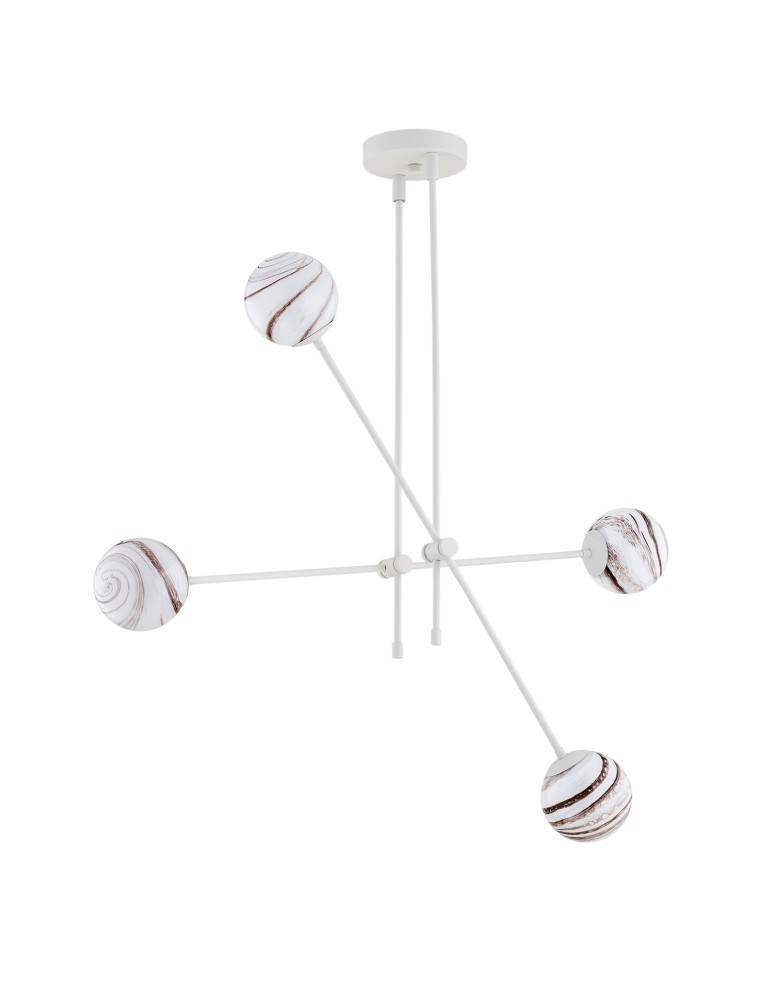 Argon ABSOS 1841 lampa wisząca 4 pł. klosze biało-brązowe (marmurek), stelaż kremowy biały szkło, stal lakierowana Argon ABSOS 1841 lampa wisząca 4 pł. klosze biało-brązowe (marmurek), stelaż kremowy biały szkło, stal lakierowana