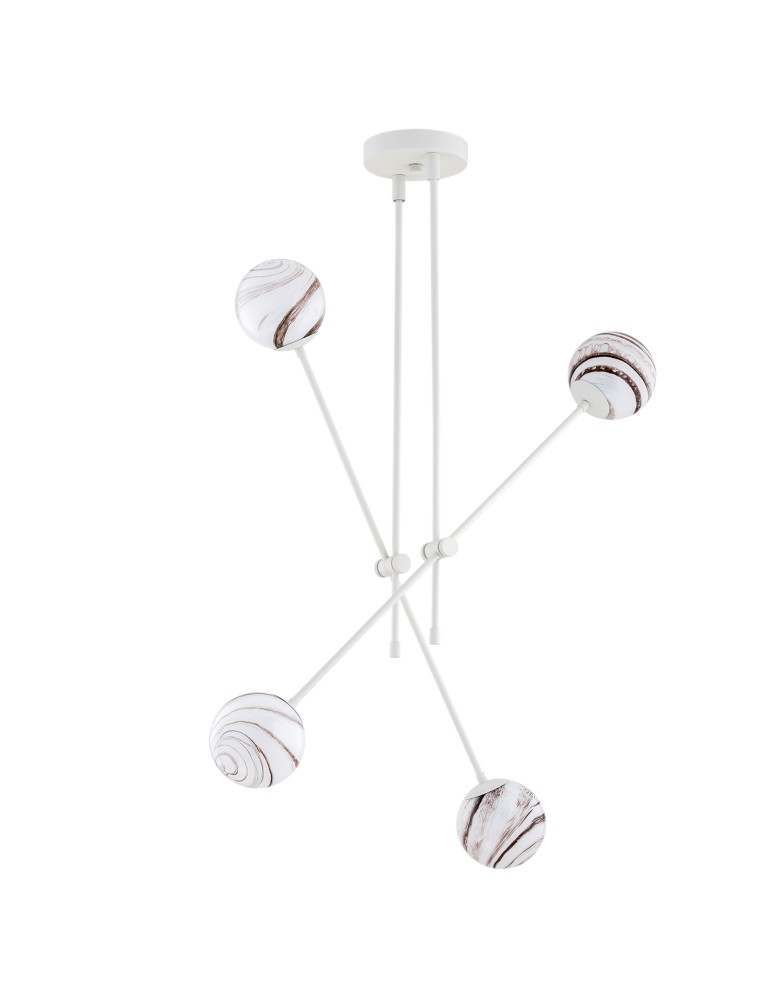 Argon ABSOS 1841 lampa wisząca 4 pł. klosze biało-brązowe (marmurek), stelaż kremowy biały szkło, stal lakierowana Argon ABSOS 1841 lampa wisząca 4 pł. klosze biało-brązowe (marmurek), stelaż kremowy biały szkło, stal lakierowana