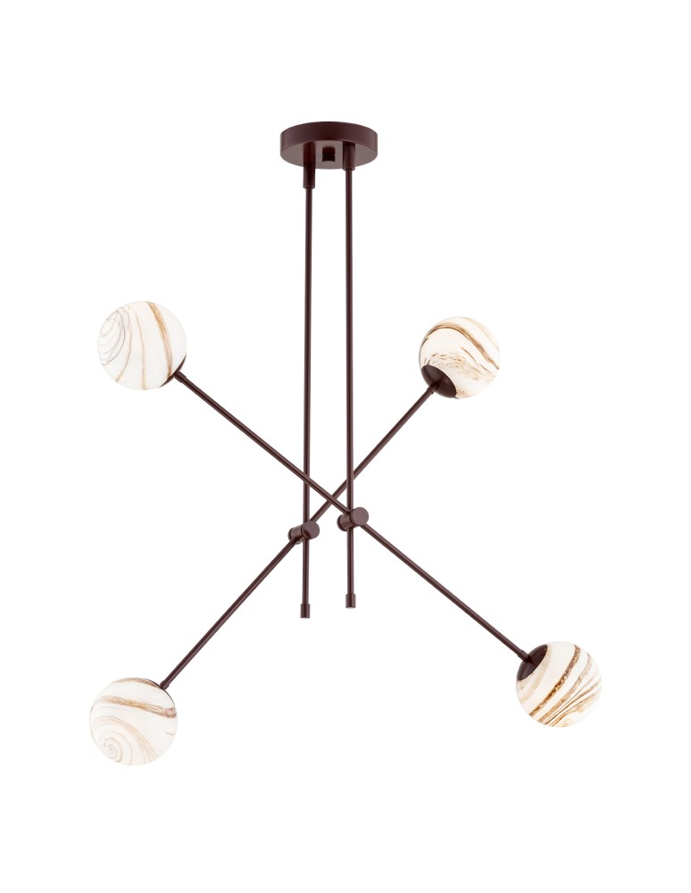 Argon ABSOS 1842 lampa wisząca 4 pł. klosze biało-brązowe (marmurek), stelaż czekoladowy brązowy szkło, stal lakierowana Argon ABSOS 1842 lampa wisząca 4 pł. klosze biało-brązowe (marmurek), stelaż czekoladowy brązowy szkło, stal lakierowana