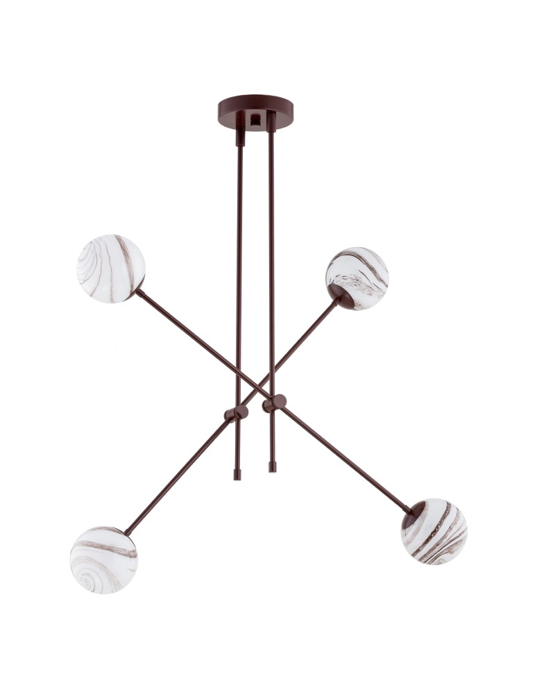 Argon ABSOS 1842 lampa wisząca 4 pł. klosze biało-brązowe (marmurek), stelaż czekoladowy brązowy szkło, stal lakierowana Argon ABSOS 1842 lampa wisząca 4 pł. klosze biało-brązowe (marmurek), stelaż czekoladowy brązowy szkło, stal lakierowana