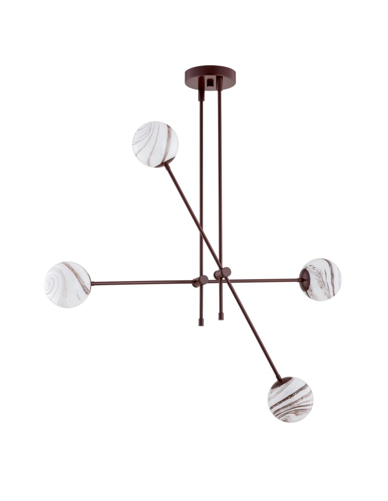 Argon ABSOS 1842 lampa wisząca 4 pł. klosze biało-brązowe (marmurek), stelaż czekoladowy brązowy szkło, stal lakierowana Argon ABSOS 1842 lampa wisząca 4 pł. klosze biało-brązowe (marmurek), stelaż czekoladowy brązowy szkło, stal lakierowana