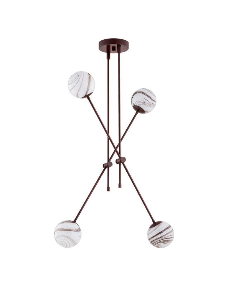Argon ABSOS 1842 lampa wisząca 4 pł. klosze biało-brązowe (marmurek), stelaż czekoladowy brązowy szkło, stal lakierowana Argon ABSOS 1842 lampa wisząca 4 pł. klosze biało-brązowe (marmurek), stelaż czekoladowy brązowy szkło, stal lakierowana