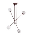 Argon ABSOS 1842 lampa wisząca 4 pł. klosze biało-brązowe (marmurek), stelaż czekoladowy brązowy szkło, stal lakierowana Argon ABSOS 1842 lampa wisząca 4 pł. klosze biało-brązowe (marmurek), stelaż czekoladowy brązowy szkło, stal lakierowana