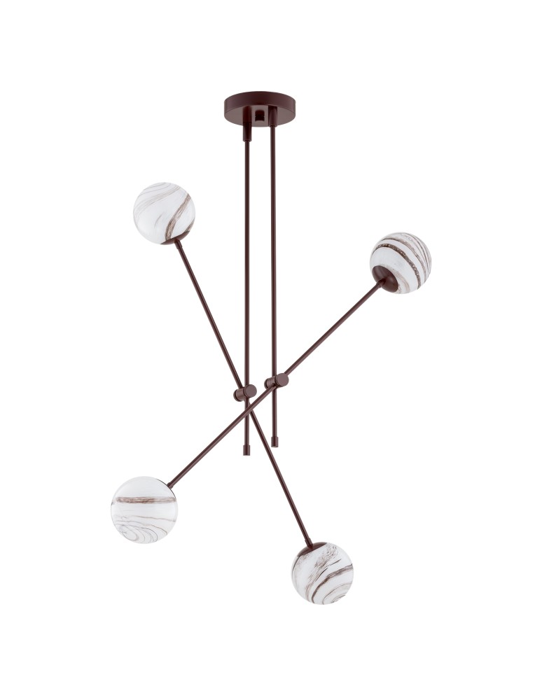 Argon ABSOS 1842 lampa wisząca 4 pł. klosze biało-brązowe (marmurek), stelaż czekoladowy brązowy szkło, stal lakierowana Argon ABSOS 1842 lampa wisząca 4 pł. klosze biało-brązowe (marmurek), stelaż czekoladowy brązowy szkło, stal lakierowana