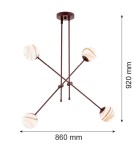 Argon ABSOS 1842 lampa wisząca 4 pł. klosze biało-brązowe (marmurek), stelaż czekoladowy brązowy szkło, stal lakierowana Argon ABSOS 1842 lampa wisząca 4 pł. klosze biało-brązowe (marmurek), stelaż czekoladowy brązowy szkło, stal lakierowana