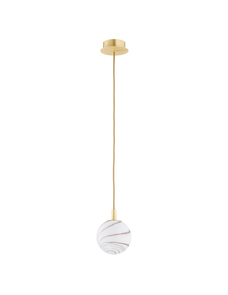 Argon ALMIROS 8450 lampa wisząca 1 pł., mała, klosz biało-brązowy (marmurek), elementy mosiądz szkło, mosiądz, oplot baw Argon ALMIROS 8450 lampa wisząca 1 pł., mała, klosz biało-brązowy (marmurek), elementy mosiądz szkło, mosiądz, oplot baw