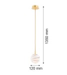 Argon ALMIROS 8450 lampa wisząca 1 pł., mała, klosz biało-brązowy (marmurek), elementy mosiądz szkło, mosiądz, oplot baw Argon ALMIROS 8450 lampa wisząca 1 pł., mała, klosz biało-brązowy (marmurek), elementy mosiądz szkło, mosiądz, oplot baw