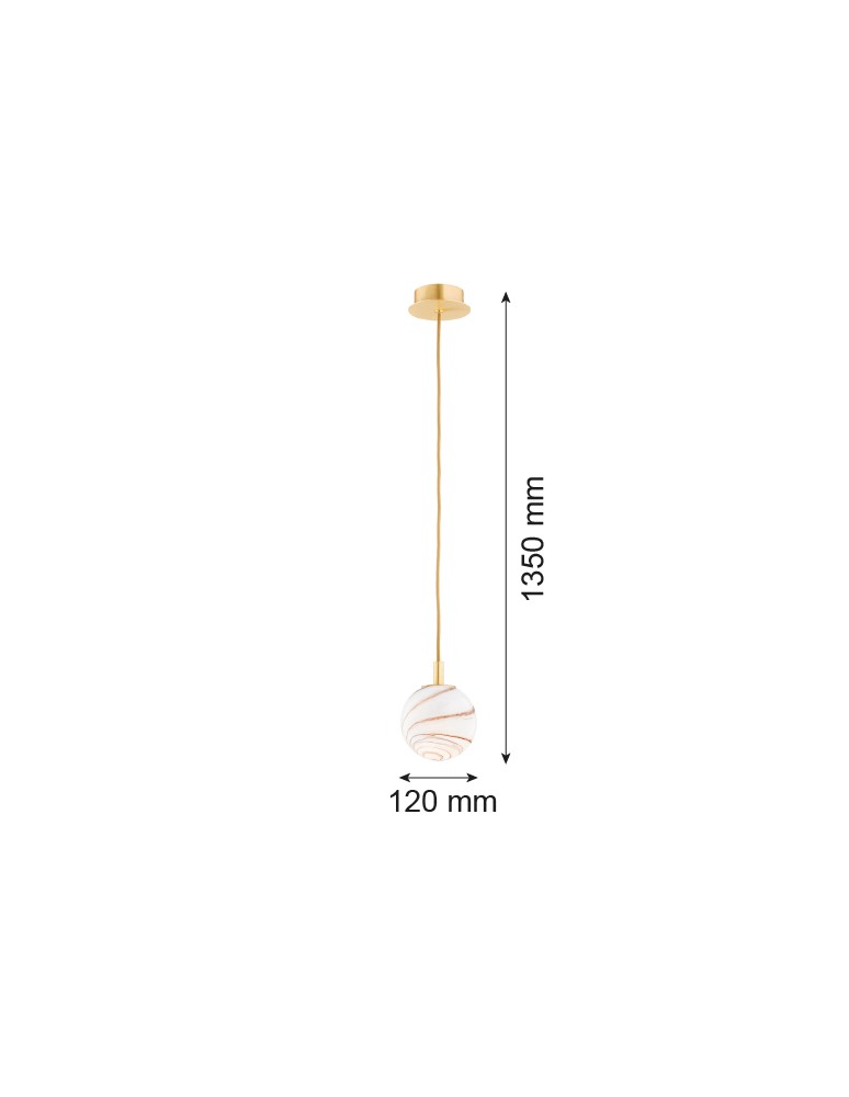 Argon ALMIROS 8450 lampa wisząca 1 pł., mała, klosz biało-brązowy (marmurek), elementy mosiądz szkło, mosiądz, oplot baw Argon ALMIROS 8450 lampa wisząca 1 pł., mała, klosz biało-brązowy (marmurek), elementy mosiądz szkło, mosiądz, oplot baw